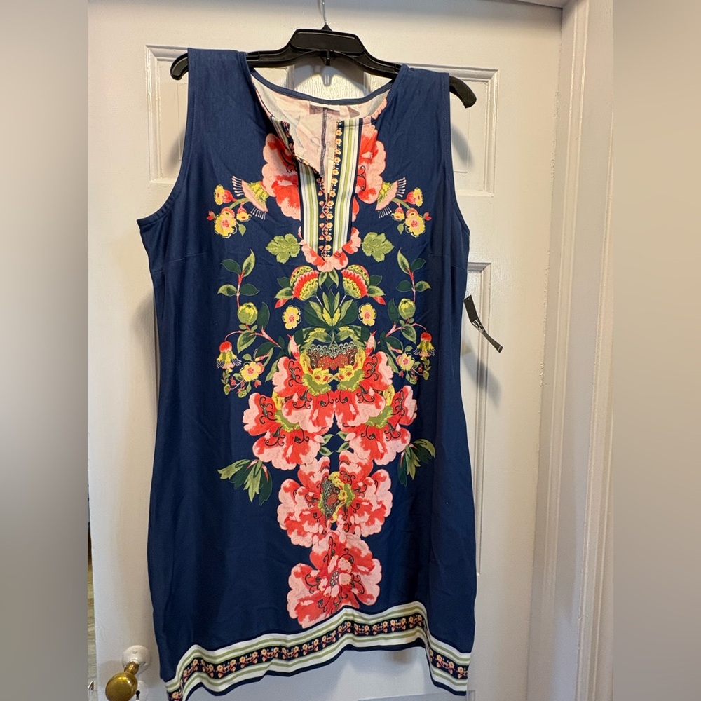 ** New York & Company Blue Floral Dress